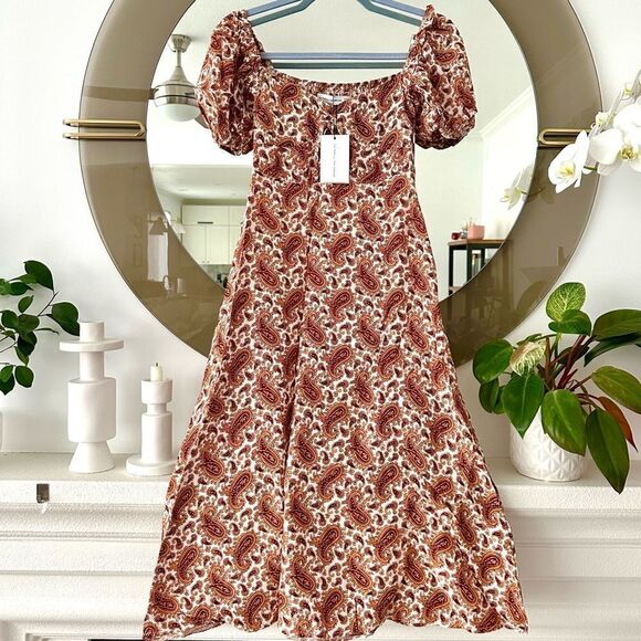 Faithful The Brand Juniper Midi Paisley Dress, Size 2 NWT - Picture 1 of 9